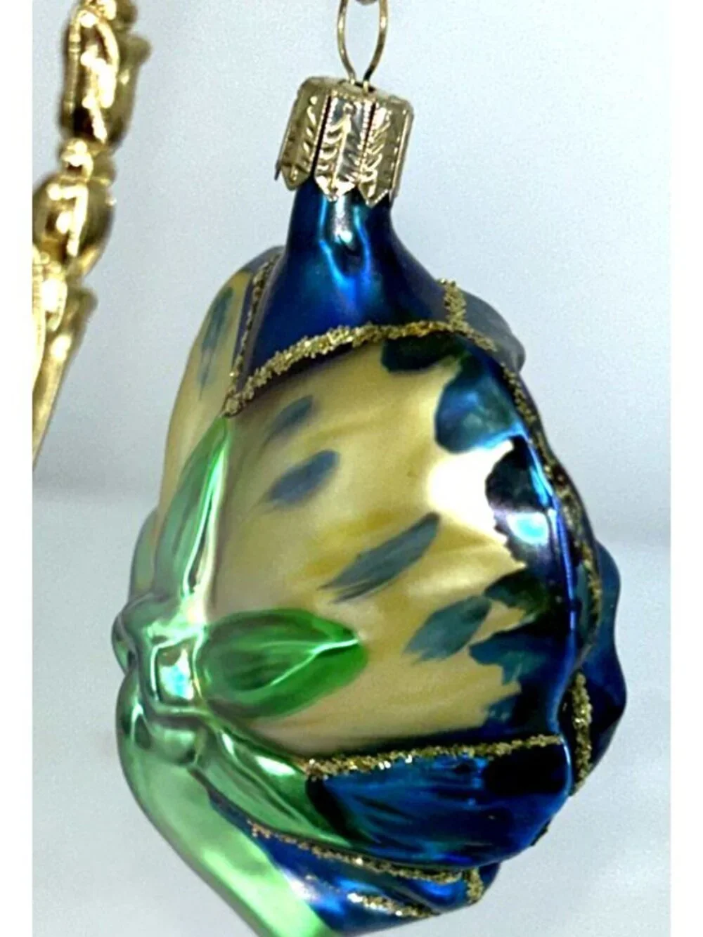 Hawaiian Plumeria Christmas Ornament Hand Painted Glass w Box Flowers Aloha 2.5